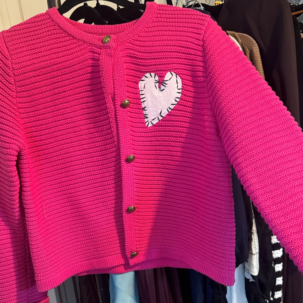 Aqua Fuchsia Kids Jacket with Heart Patch